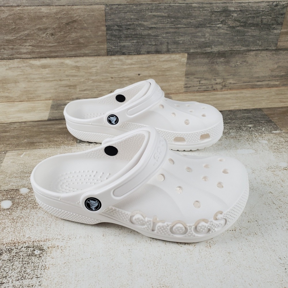 Crocs Baya Clogs Womens Sz 6 White Rubber Comfort Slip On Slingback Round Toe